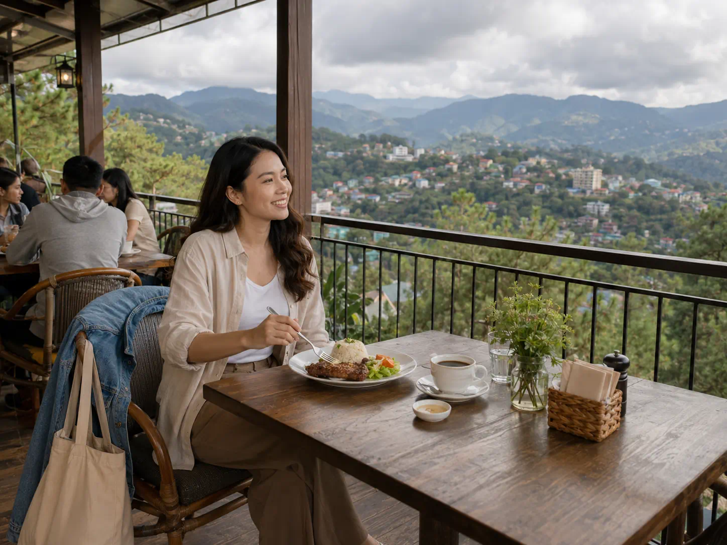 Traveler arriving for lunch in Baguio