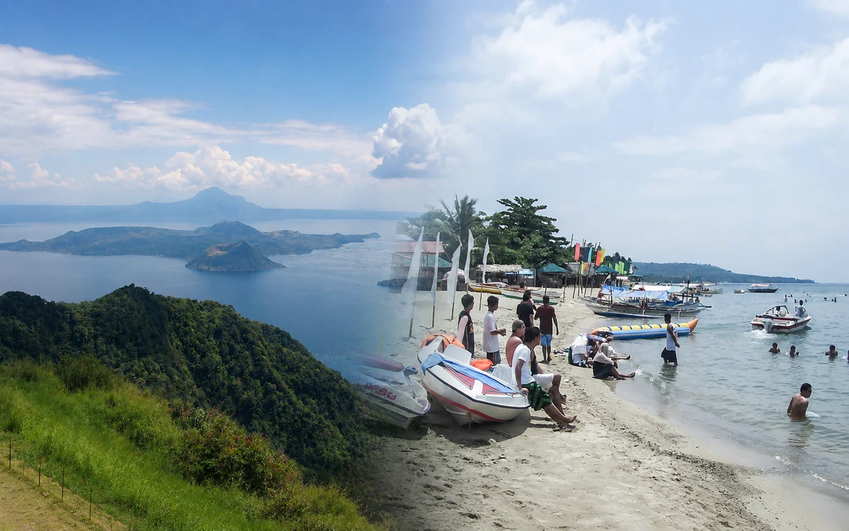 Taal Lake and Volcano in Tagaytay blended with Laiya Beach in Batangas, representing a custom combination trip